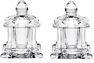 Godinger Salt and Pepper Shaker Set Tabletop Set, Pagoda Collection, Decorative Crystal Design, Pagoda Collection