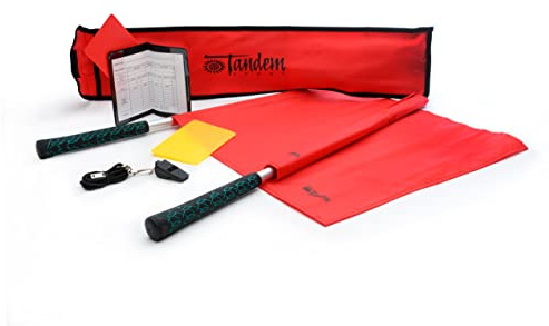 Tandem Sport Officials' Elite Kit - Professional Referee Kit with Whistle, Linesman Flags, Penalty Cards & Bag - Ref Kit