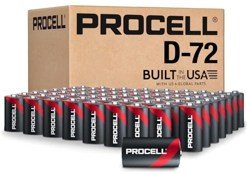 PROCELL D Cell Long-Lasting Alkaline Batteries (72 Pack) Built in the USA, 10-Year Shelf Life, Bulk Value for All Professional Devices - D Batteries Bulk Pack