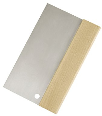 NiNeKa Edelstahl Spachtel mit Holzrücken, glatte Zahnung, 20 cm