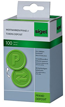 SIGEL WM009 Contromarche Caparra di plastica, motivo a rilievo sul davanti e lettera P sul retro, 25 mm, verde, 100 pz