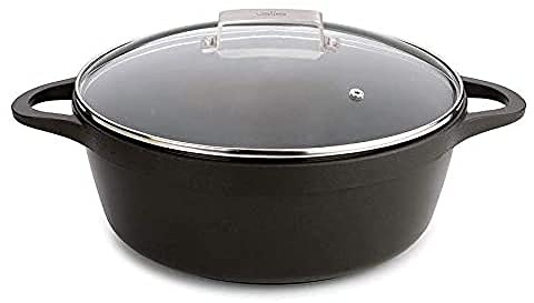 Valira Cazuelas - Cazuela Premium de 28 cm alta hecha en España, aluminio fundido con antiadherente reforzado, apta para inducción, incluye tapa y asas