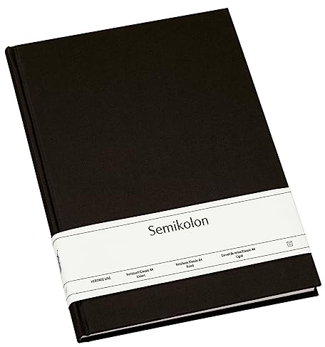 Semikolon 350924 Notizbuch Classic A4 liniert - 176 Seiten, cremeweißes Papier - Lesezeichen - black schwarz