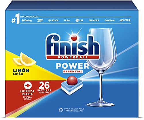 Finish Powerball Power Essential Pastillas para el pavavajillas Limón 26 pastillas, El embalaje puede variar
