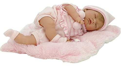 Nines Artesanals d‘Onil – Reborn Puppe Mein kleines Baby mit geschlossenen Augen (700), Pinke Farbe