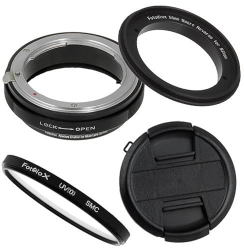 Fotodiox RB2A 55MM Macro Kit Anillo inversa con G y DX Tipo de Lente de Control de Apertura, Tapa del Objetivo y los 52MM los 52MM Protector UV Adapta Nikon