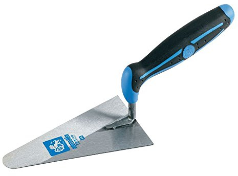 AUSONIA - 40011 Paleta de albañil Punta Cuadrada inoxydable con Mango Mango de Goma Bimaterial 14 cm