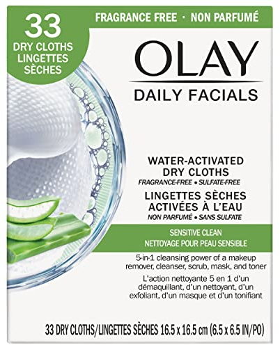 Olay 4-in-1 Sensitive Daily Facial Cloths, 33 ct