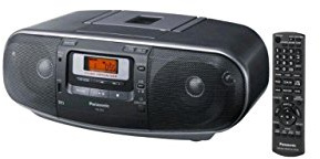 Panasonic RX-D55GC-K Boombox - High Power Portable Stereo AM/FM Radio, MP3 CD, Tape Recorder with USB & Music Port Sound with 2-Way 4-Speaker (Black)
