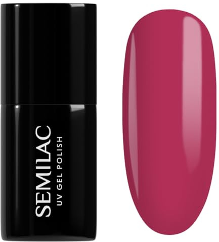 SEMILAC Gel Nail Polish 066 Glossy Cranberry - Full Coverage Gel Polish - Soak Off Easy To Use LED/UV Nail Lamp - Long Lasting Manicure and Pedicure up to 3 weeks