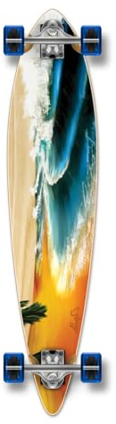 Yocaher Longboard / Skateboard mit besonderer Graphik, komplett, Pintail, 70 mm Rollen, Strand
