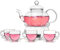TAMUME Ensemble à Thé en Verre de Style Classique avec 600ML Théière et 1 Réchauffeur de Thé avec 4 Tasses et 4 Soucoupes Services de Vaisselle y Services à Thé