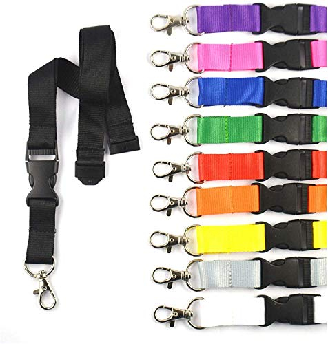 10 Stück unbedruckte Schlüsselbänder, Schlüsselband Lanyard neutral ohne Druck 20 mm breit, Steckverschluss Sicherheitsverschluss (rot)