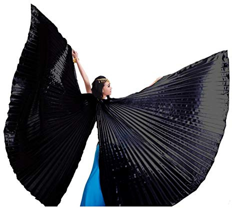 Best Dance - Costume da donna egiziano per la danza del ventre. Forma biforcuta - ali di Iside. nero Black taglia unica