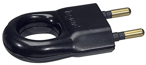 Legrand LEG50163 - Clavija macho (sin toma de tierra, con anilla de extracción, 6 A), color negro