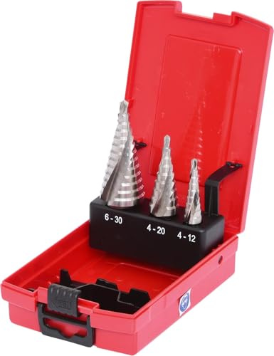 KS Tools 330.2404 HSS Stufenbohrer-Satz, Kunststoffkassette 3-tlg.