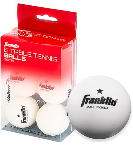 Franklin Sports One Star Ping Pong Table Tennis Balls - 38mm 6-Pk - White
