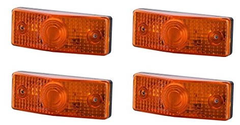 BUL BARS 4 x Orange Begrenzungsleuchte Seitenleuchte 12V 24V mit E-Prüfzeichen Positionsleuchte Flache Auto LKW PKW KFZ Lampe Leuchte Licht Gelb Birne