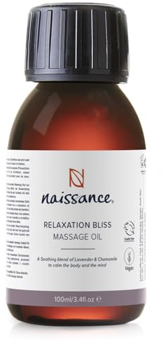 Naissance Relaxation Bliss Entspannendes Massageöl - 100 ml - Traubenkernöl mit Lavendelöl & Kamillenöl für Massage Muskelentspannung