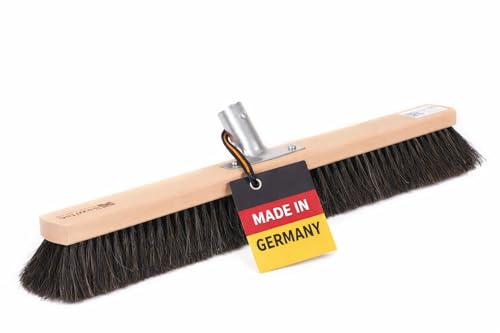 Rosshaar Besen 60cm Breit mit Metallhalter 24mm Saalbesen ohne Stiel | Rosshaar-Naturhaar-Borsten-Mischung, Sehr Weich, Sehr Gute Staubbindung, Ohne Stiel, Für Innen, Parkett, Feinsteinzeug