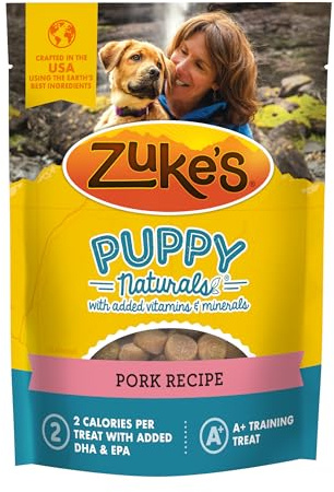 Zuke's Puppy Naturals Dog Training Treats, Pork & Chickpea Recipe, Nutrient-Rich Mini Dog Treats for Training, Grain Free Puppy Treats, 5 OZ Bag (Pack of 1)