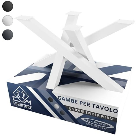 CM Furniture Gambe Tavolo Bianco Altezza 43 cm Struttura del Tavolo in Ferro Orion Design SPIDER Ragno Piede Piedi Acciaio Inox Gamba Solida per Tavolino da Caffè del Salone Basamento Tavolino DIY