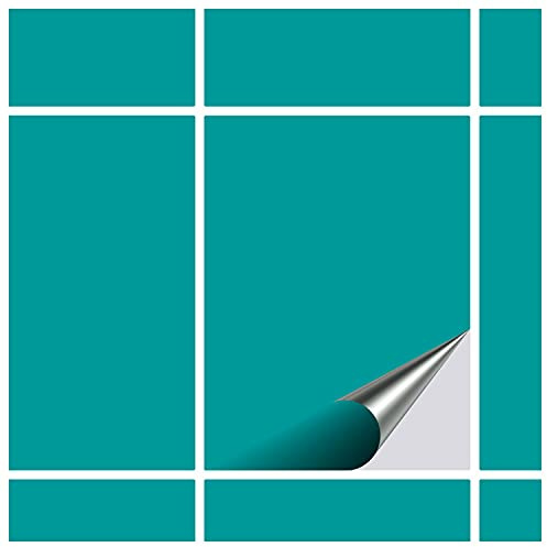 FoLIESEN Tile Stickers for Bathroom and Kitchen – 15 x 20 cm - Glossy turquoise - 90 Tile Stickers for Wall Tiles