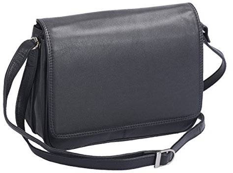 Damenhandtasche LOUANA in Echt-Leder, schwarz, 24x18x9cm