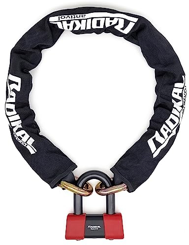 RADIKAL RK48120 Antifurto Moto Sicurezza Premium, Catena Antitaglio Cementata ø13.5, Lucchetto Mini U 18mm Doppio Bloccaggio, Serratura Antiscasso, Catenaccio per Garage e Ancoraggio Scooter, 120 cm