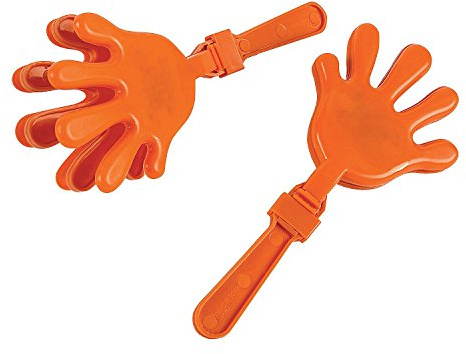 Fun Express - Orange Plastic Hand Clappers - Toys - Noisemakers - Hand Clappers - 12 Pieces