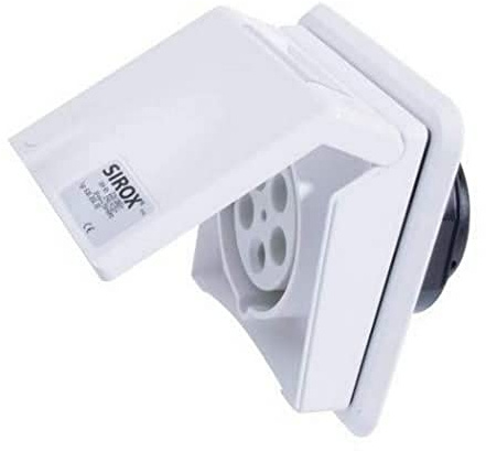SIROX® CEE-Unterputzsteckdose, 5-polig, 400 V, 6 h Stromstärke 32 A, Farbe verkehrsweiß
