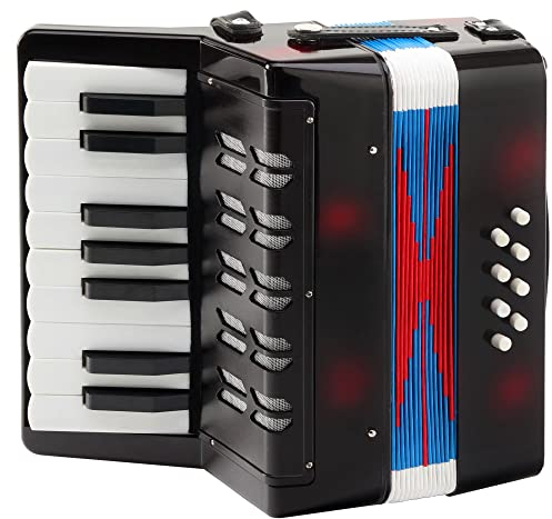 Classic Cantabile Bambino Nero Kinder Akkordeon, Schwarz (ab 3 Jahre, 17 Noten Tasten, 8 Bässe, einstellbare Schulter-Trageriemen)