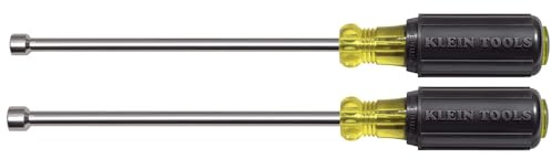 Klein Tools 646M Tool Set, Made in USA, Magnetic Nut Drivers Sizes 1/4 and 5/16-Inch, 6-Inch Shafts, 2-Piece