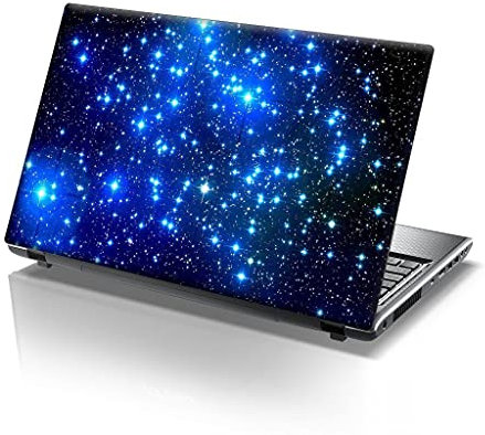 TaylorHe 15.6 inch 15 inch Laptop Skin Vinyl Decal with Colorful Patterns and Leather Effect Laminate MADE IN England Blue Stars in Space