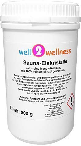 Well2wellness Cristaux de glace pour sauna Mentholé Boîte de 500 g Huile de menthe pure
