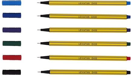 LEVIATAN D400 Fineliner Set 6 Mehrfarbig - Feinleiner Stift Bunt Für Den Täglichen Gebrauch Geeignet - Linienbreite Ca. 0.4 Mm Feinlinerfilzstifte