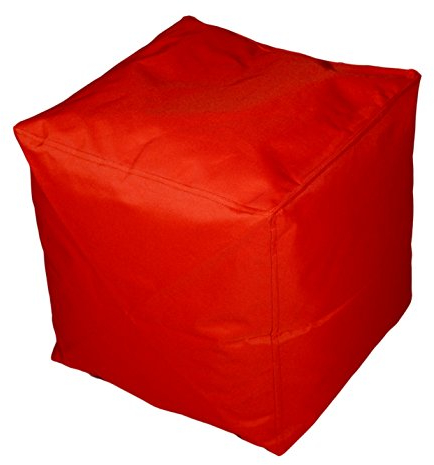 Kinzler S-10117/32 Sitzwürfel, ca. 40x40x40 cm, Outdoor & Indoor, Sitzsack in vielen verschiedenen Farben, wasserabweisender Hocker, rot