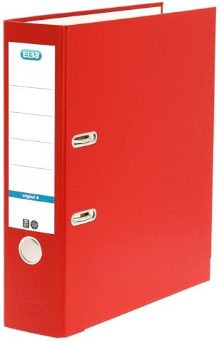 Elba A4 Lever Arch File, 570 Sheet Capacity, 80mm Spine, Strong Paperboard, Single Pack, Red – Durable Office, School & Home Filing Organiser
