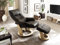 Robas Lund Sessel Relaxsessel mit Hocker Leder, TV Sessel Belastbarkeit bis 130 Kg, Beige
