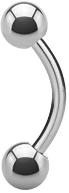 eeddoo® - Piercing a banana in titanio, argento, per sopracciglia, trago, setto, helix, labbro, orecchio, naso, intimo, christina, industrial, seno, filettatura: 1,6 mm |lunghezza: 14 mm, colore: argento, cod. 21179