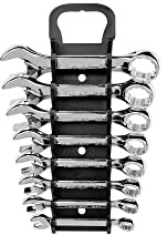 TEKTON WRN01066 ringskiftnyckel set (kort) 8 delar (5/16-3/4 tum) med bärbar förvaringslist, tum