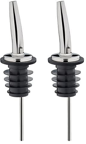 Westmark 2 Spirituosen-/Öl-/Essig-Ausgießer für Flaschen, mit Luftröhrchen, Metall/rostfreier Edelstahl, Kunststoffkorken, Inox Gastro, Silber, 47322280