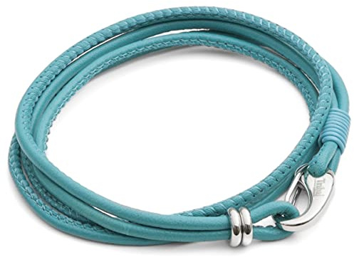 Tribal Steel Women's Turquoise Super Soft 4-Stranded Bracelet - Ladies 19cm Leather Bracelet with Stainless Steel Shrimp Clasp