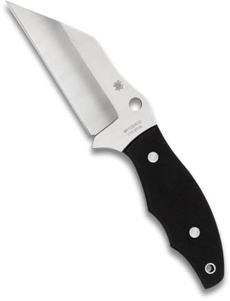 Spyderco, utomhuskniv, Ronin 2, Blad: 10,5 cm, Wharncliff, G10, svart, kniv för jakt, äventyr, full tang, fickklämma, slida, satin finish