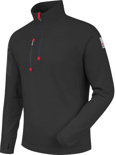 WÜRTH MODYF Fleecetroyer Stretch – Dehnbarer Fleece Pullover mit Zipkragen – perfekt für Handwerk, Werkstatt, Arbeiten im Freien, schwarz, Größe M