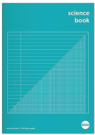 RHINO Schulheft, A4, 64 Seiten, 8 mm liniert, mit Rand und 20 mm karierter Lineatur, umgekehrtes Papier, 1 Stück, Büro- und Schulbedarf, Grün