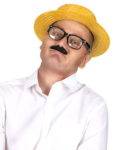 DEGUISE TOI - Chapeau paille canotier jaune - Chapeau - Taille Unique - Jaune - Accessoires pour déguisement - Paille - Ne pas laver - Carnaval