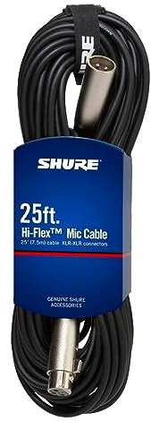Shure C25J Hi-Flex-Kabel mit Chrom-XLR-Steckern, 7,6 m, Schwarz