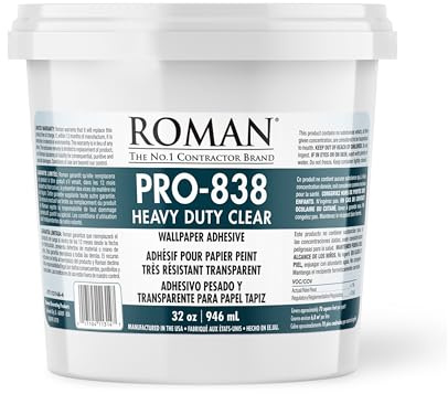 Roman PRO-838 Heavy Duty Wallpaper Adhesive, Clear, 32-Ounce