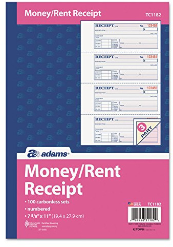 ABFTC1182 - Adams TC1182 Tape Bound Money/Rent Receipt Book